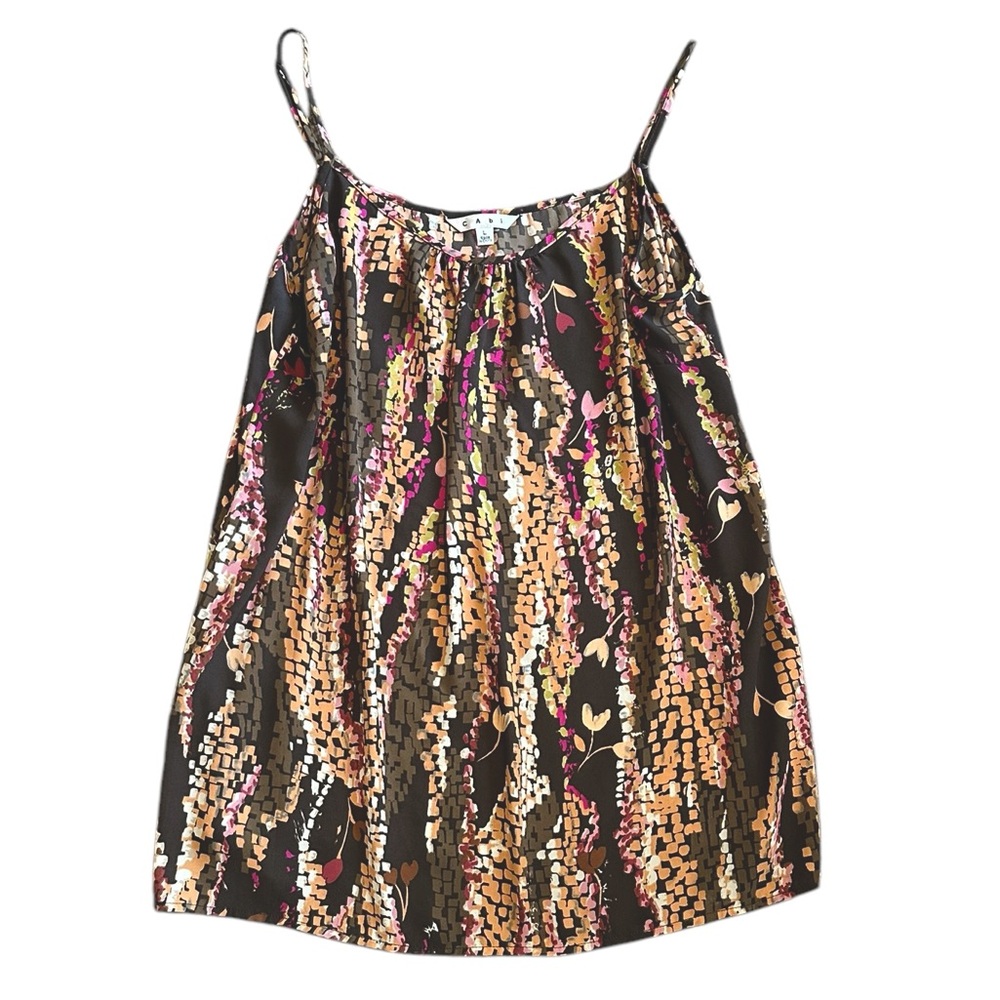 CABI style #610 Trellis Down To Earth Mosaic print brown tank top size Large